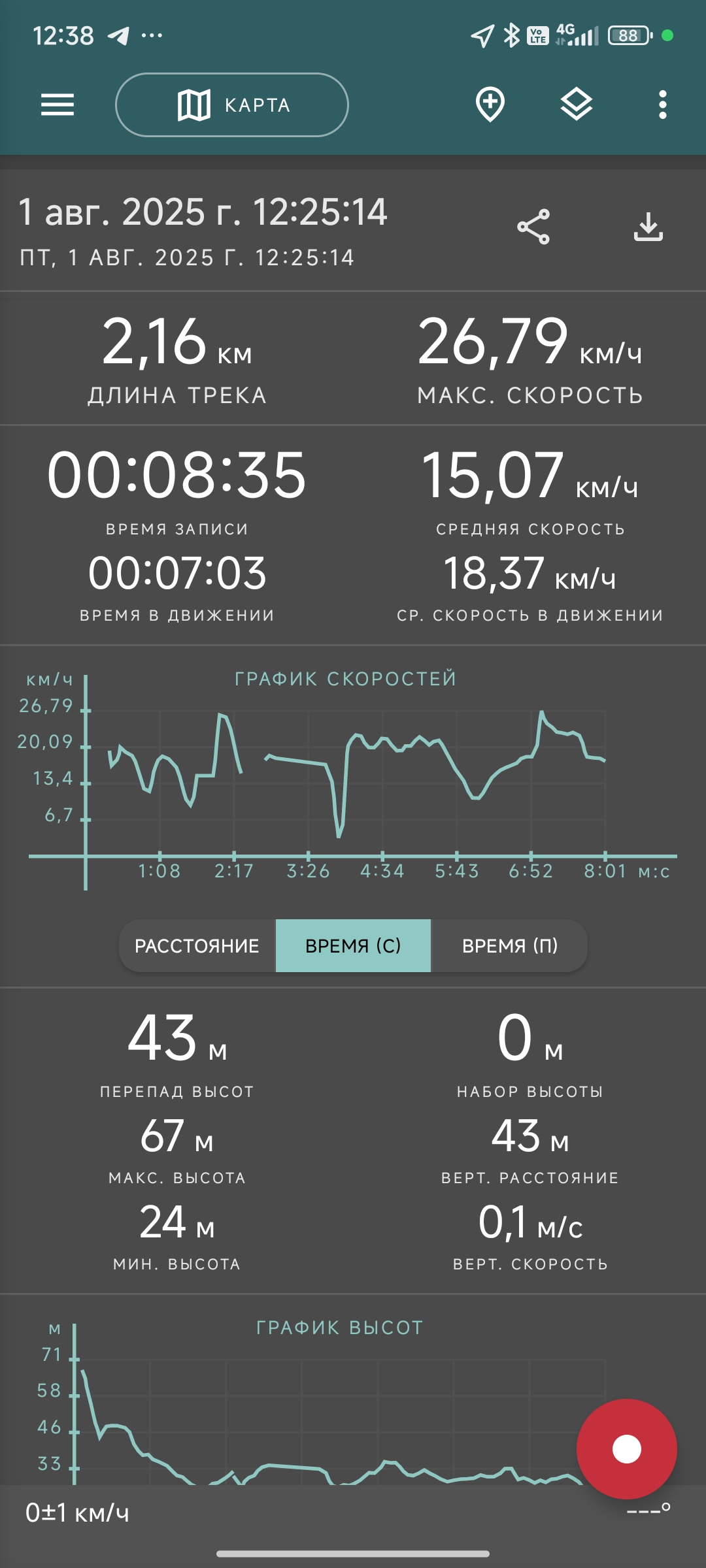 Скриншот тренировки