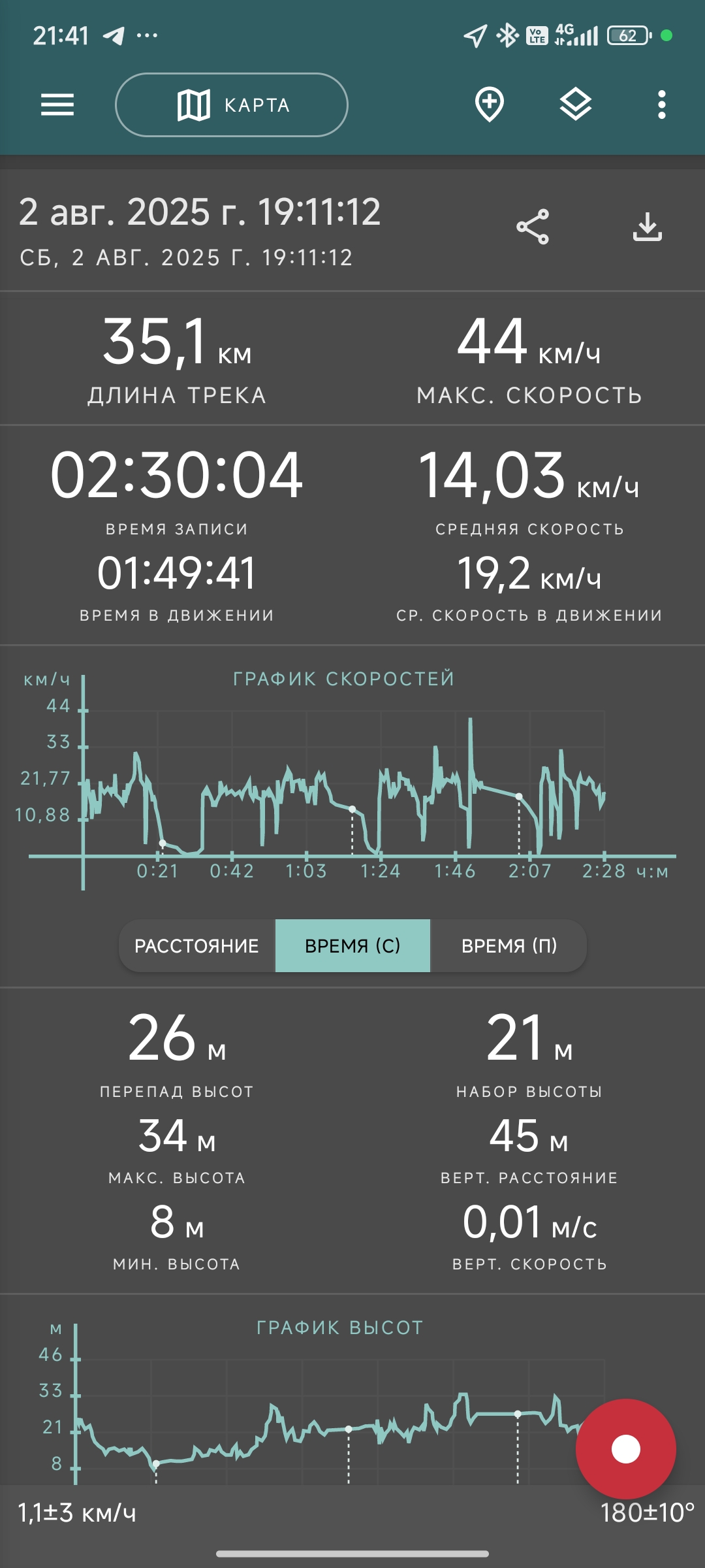 Скриншот тренировки