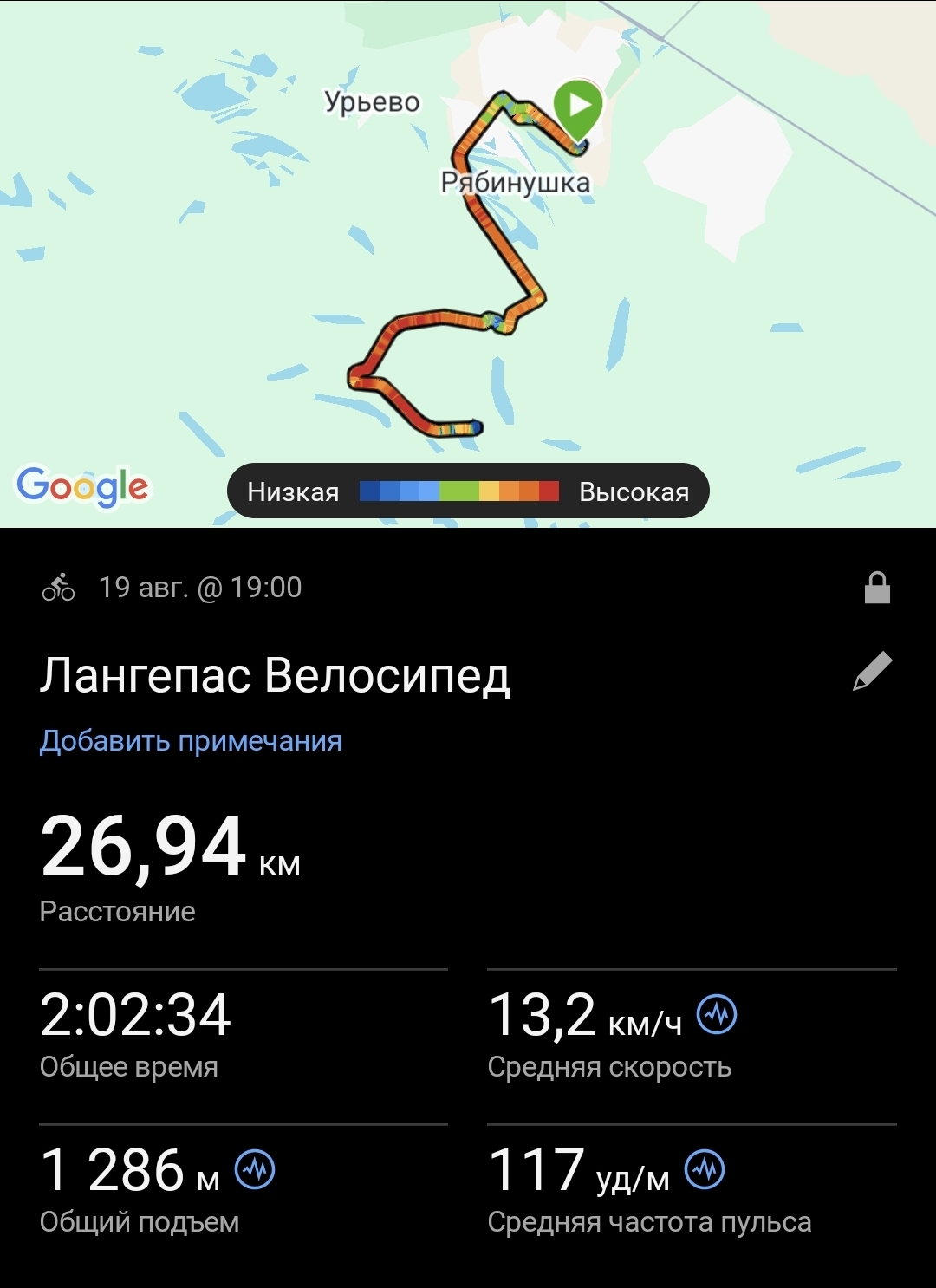 Скриншот тренировки