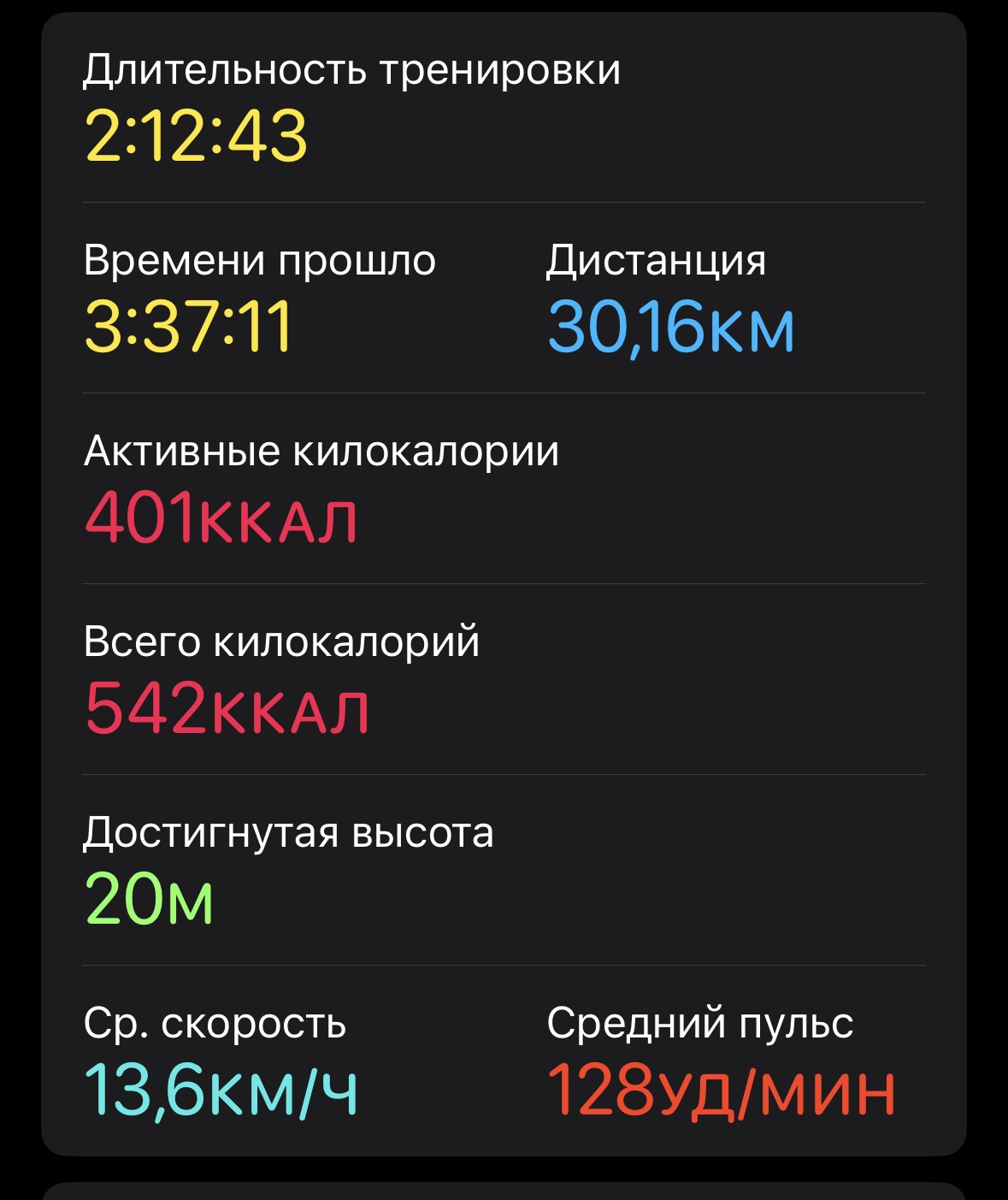 Скриншот тренировки
