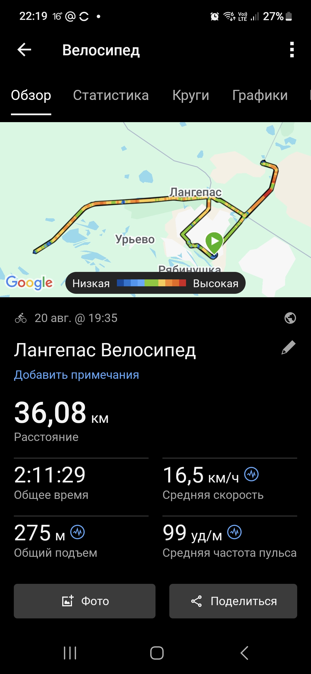 Скриншот тренировки