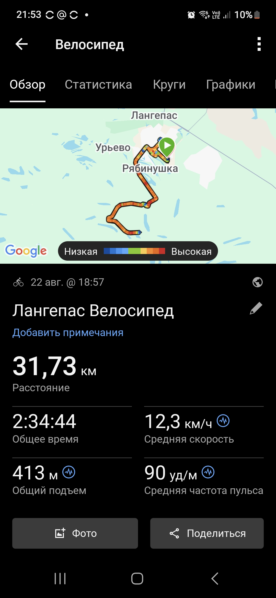 Скриншот тренировки