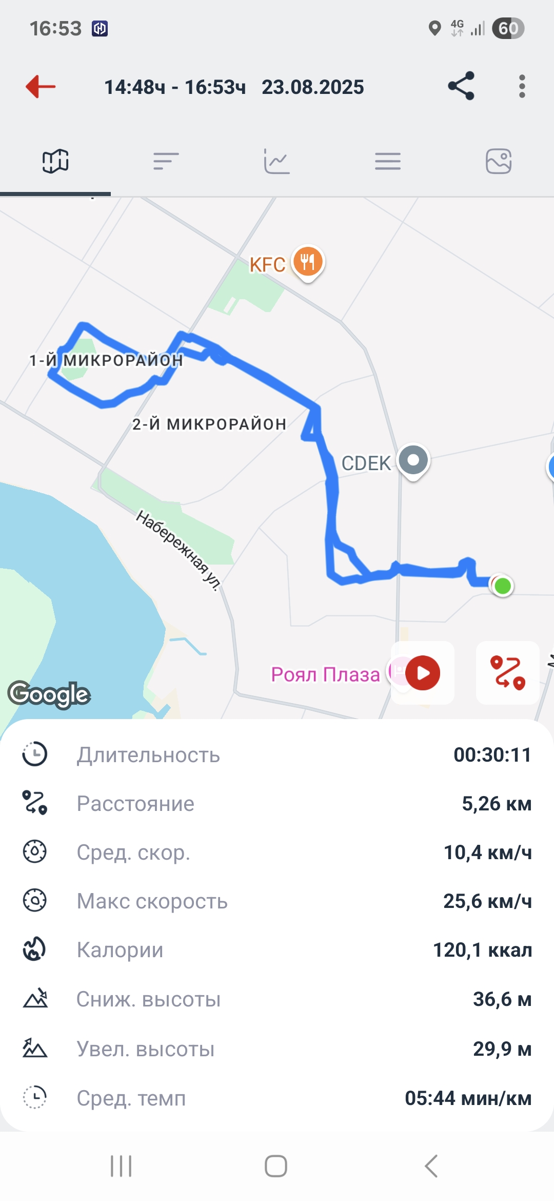 Скриншот тренировки