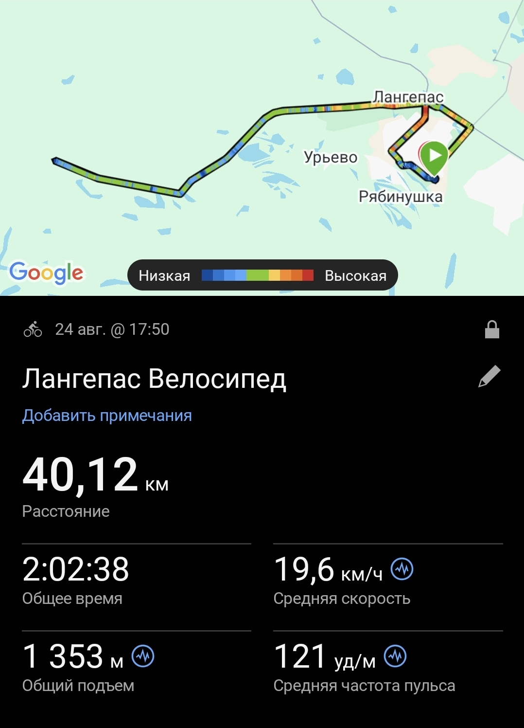Скриншот тренировки