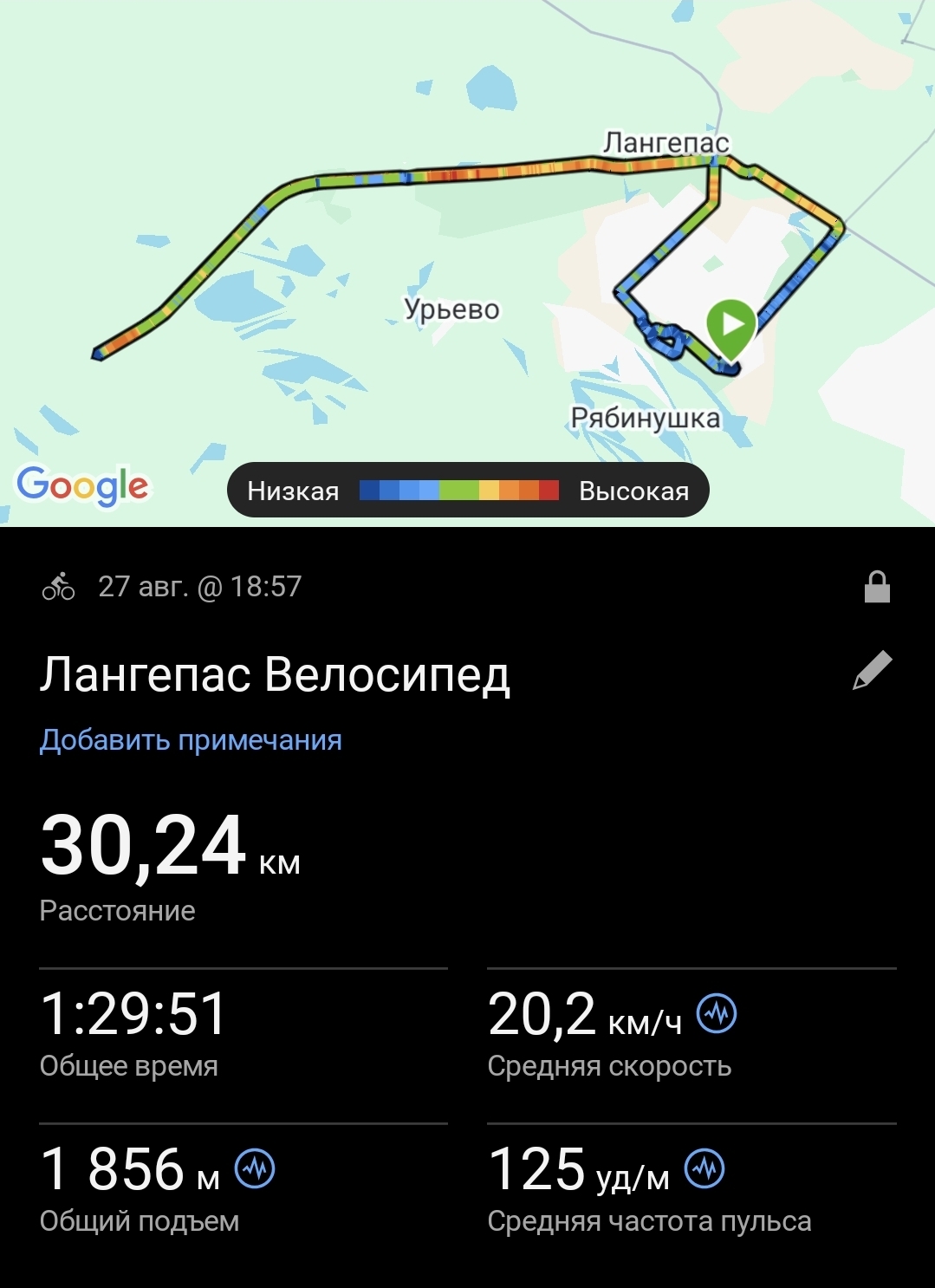 Скриншот тренировки