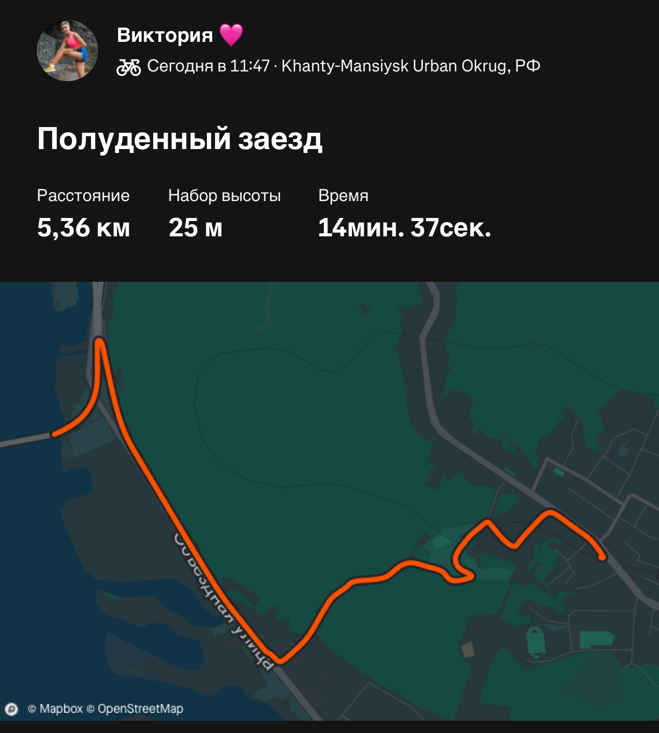 Скриншот тренировки