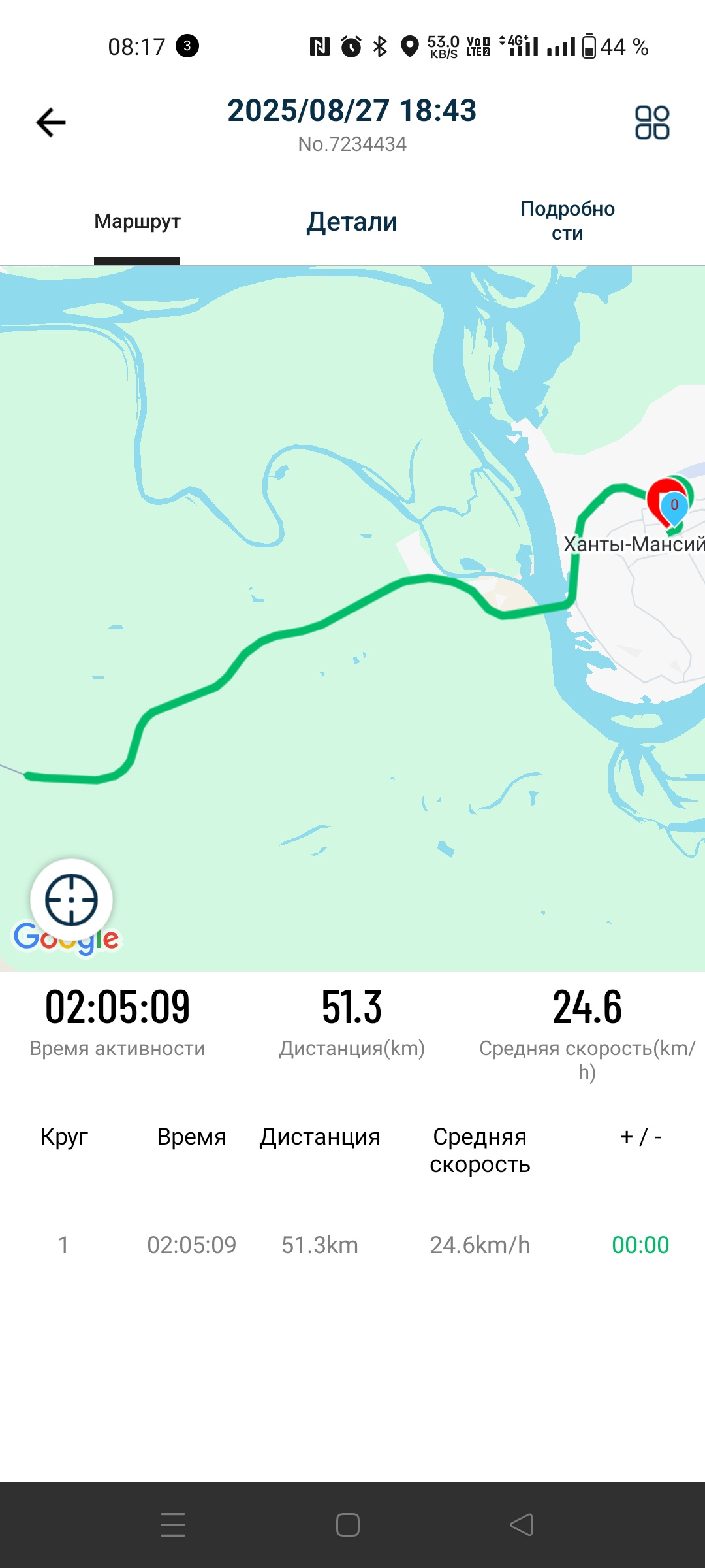 Скриншот тренировки