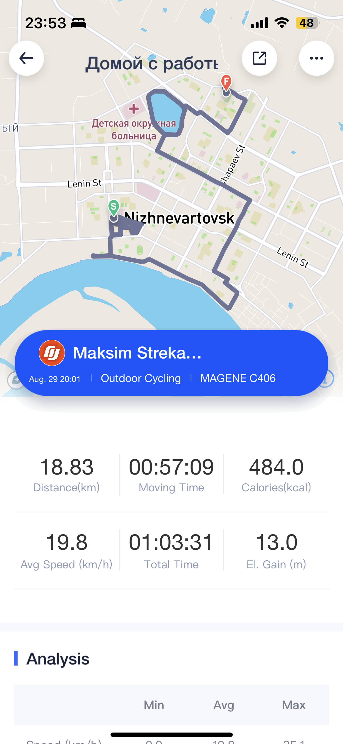 Скриншот тренировки
