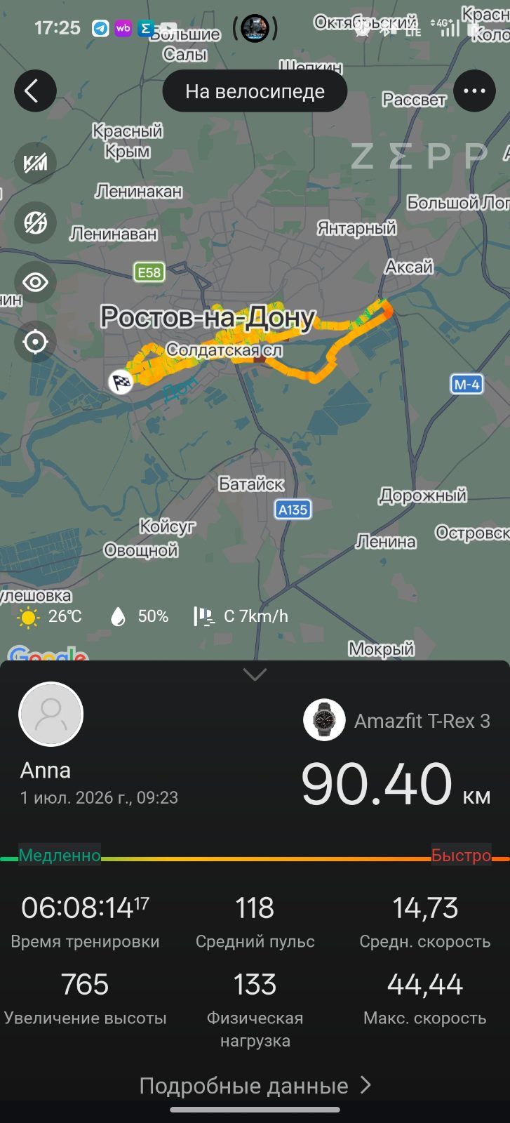 Скриншот тренировки